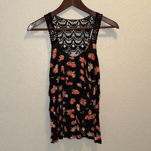 Candie's Black Floral Lace Tank Top
